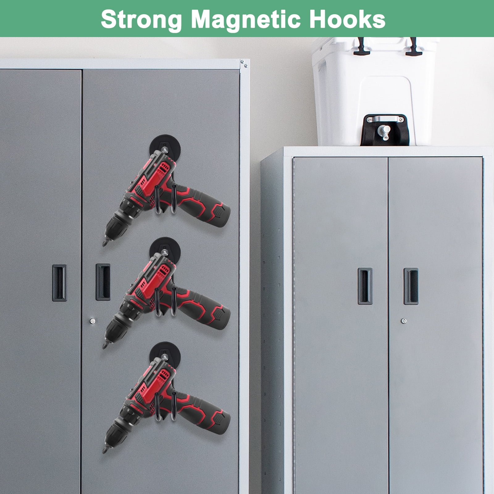 Uxcell 2-Pack Strong Garage Magnetic Hooks, Large Magnetic Cable Holder with Anti-Slip Coating [Black]