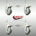 thumbnail image 2 of 5 Inch 316SS Gray Polyurethane Wheel Swivel 10mm Stem Caster Set Lock Brake, 2 of 2