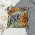 thumbnail image 2 of Nawypu  Throw Pillow Cover Orris Flower with Vintage Butterfly Stamp Retro Letter Violet Yellow Green Home Decorative Pillow Cases  Square Cushion Covers for Sofa Couch, 2 of 5