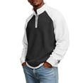 thumbnail image 5 of Havenx Mens 1/4 Zip Pullover Waffle Long Sleeve Shirt Stand Collar Textured Polo Sweaters Colorblock Patchwork Loose Fit Fashion Winter Stylish Comfort Sweatshirts,Black L, 5 of 7