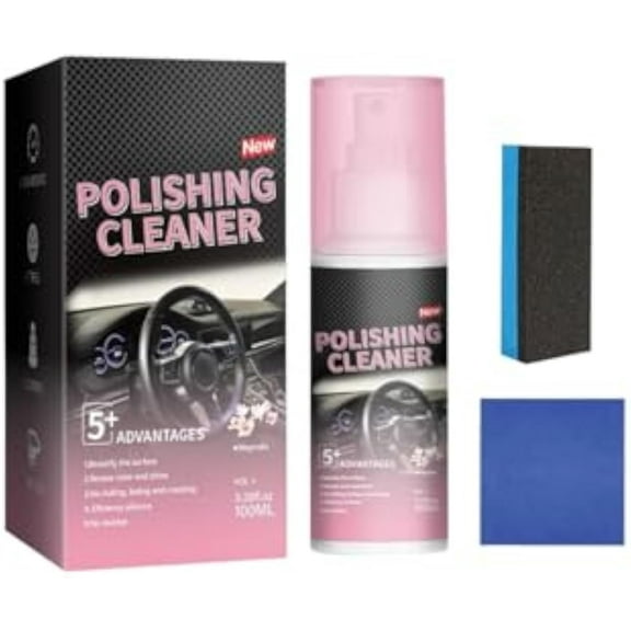 Car Interior Cleaner, 100ml Polishing Cleaner car Interior, Car Interior Detailer and Cleaner, Restores & Protects Plastic, Vinyl, Leather Seats - UV Guard, Anti-Aging (1Pcs)