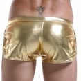 thumbnail image 4 of POIUYTR Men's Shiny Liquid Metallic Underwear Faux Leather Boxer Brief Low Rise Pouch Underpants, 4 of 5