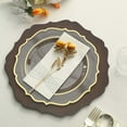 thumbnail image 4 of Efavormart 6 Pack | 13" Rustic Brown Wooden Textured Acrylic Charger Plates With Scalloped Rim, 4 of 11