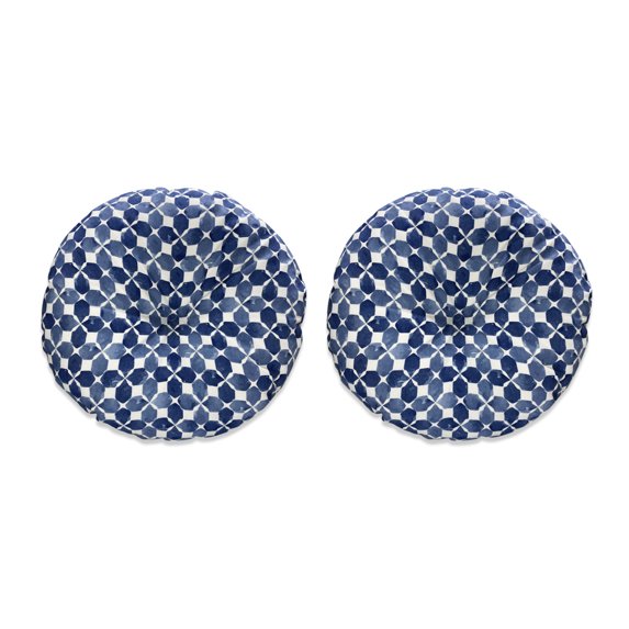 FBTS Prime 18x18 inch Blue Geometric Outdoor Bistro Chair Cushions, Pack of 2