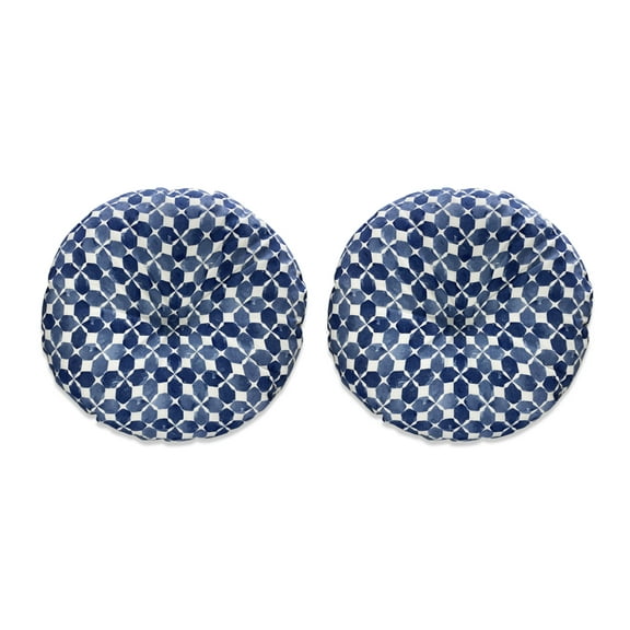 FBTS Prime 18x18 inch Blue Geometric Outdoor Bistro Chair Cushions, Pack of 2