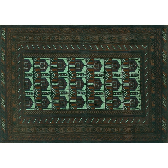 Ahgly Company Machine Washable Indoor Rectangle Persian Turquoise Blue Traditional Area Rugs, 2' x 4'