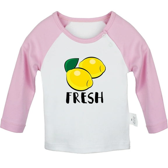 iDzn Lemon Fresh Novelty T Shirt For Baby, Newborn Babies T-shirts, Infant Cute Fruits Tops, 0-24M Kids Graphic Tees Clothing (Long Pink Raglan T-shirt, 0-6 Months)