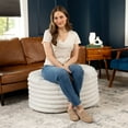 thumbnail image 4 of Jaxx Paran Pouf Ottoman, Large, Faux Fur, Modern Accent, Ivory, 4 of 6