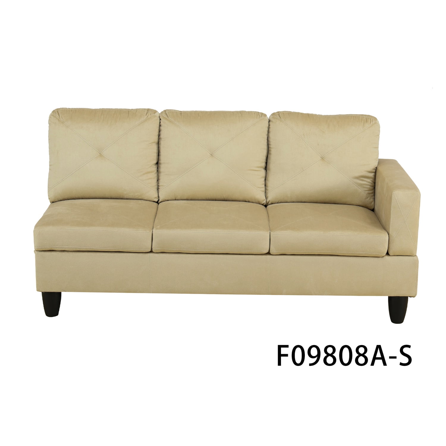 Hommoo Microfiber 4-Seat L-Shape Sectional Couch Sofa, Living Room Furniture Sets, Beige(No Ottoman)