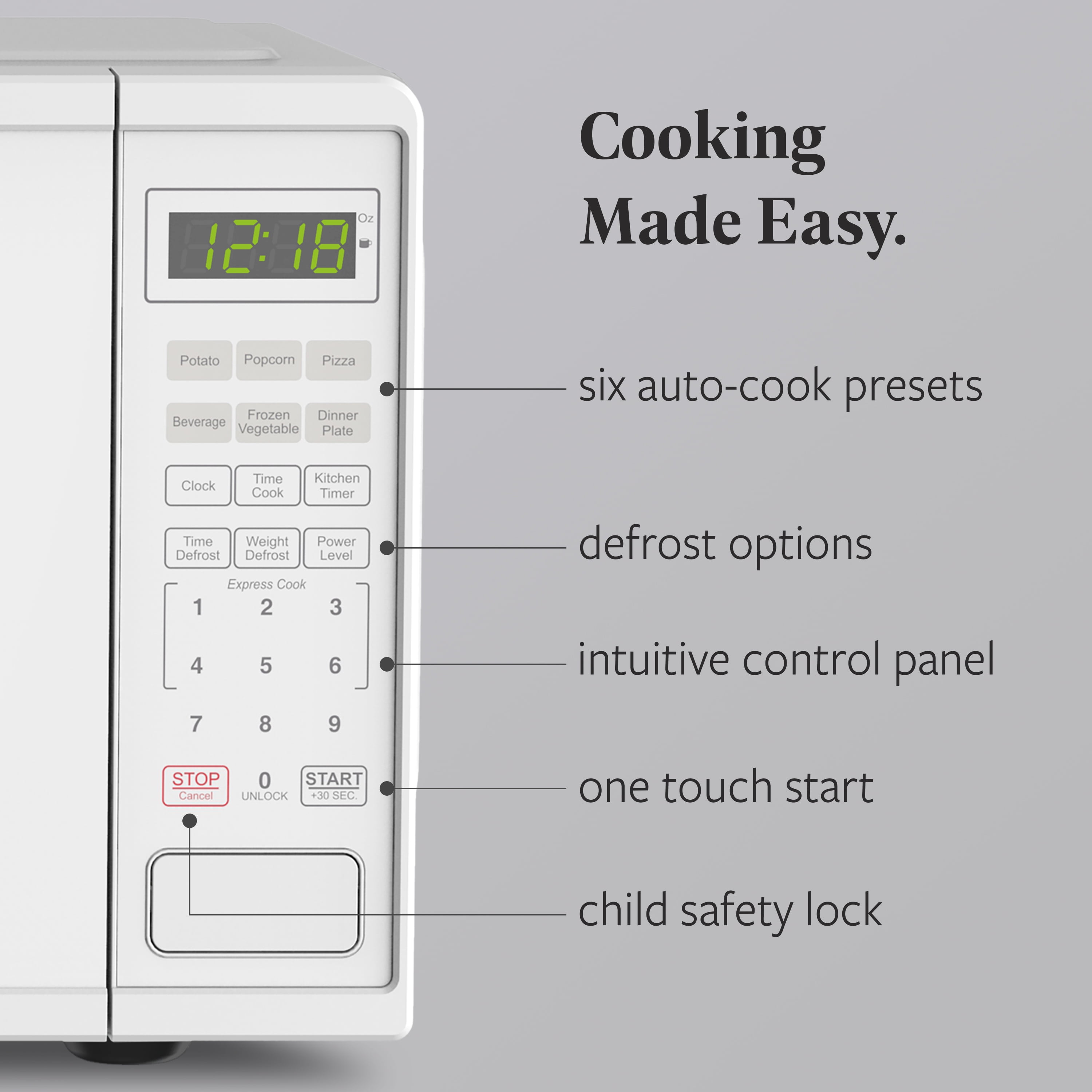 Farberware 0.9 cu ft Microwave Oven, 900W Countertop Microwave Oven with Digital Display, White