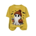thumbnail image 4 of enyan Halloween Ladies Fall Tops Pumpkin Graphic Cute Ghost Tops Tee for Women Short Sleeve Casual T-Shirt Ladies October Top Comfortable Printed Shirt Fall Yellow,S, 4 of 4