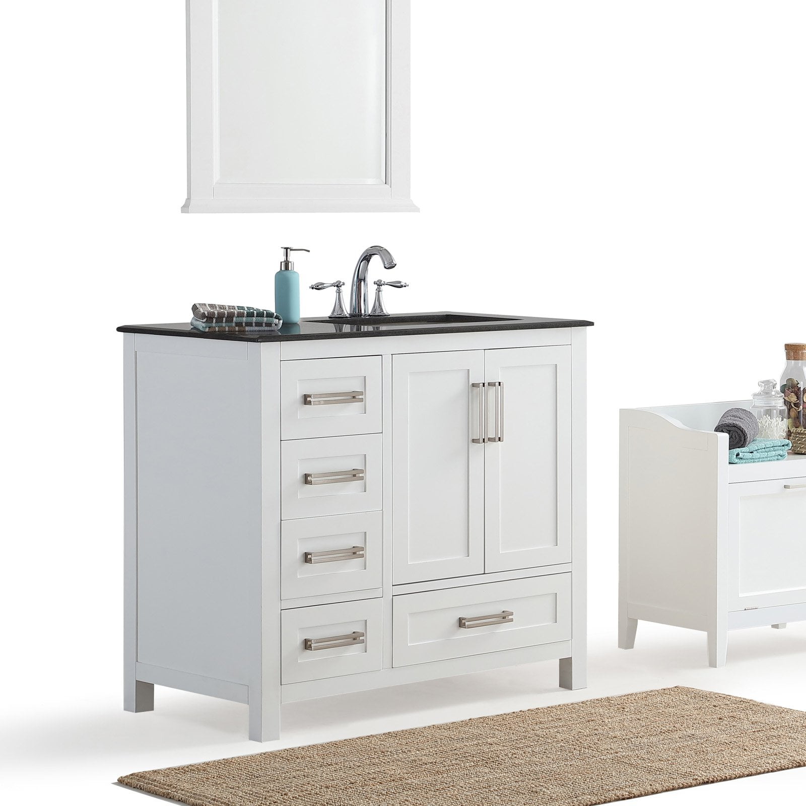 Simpli Home Evan 36 Bath Vanity With Black Granite Top Simpli Home Evan 36 Bath Vanity With