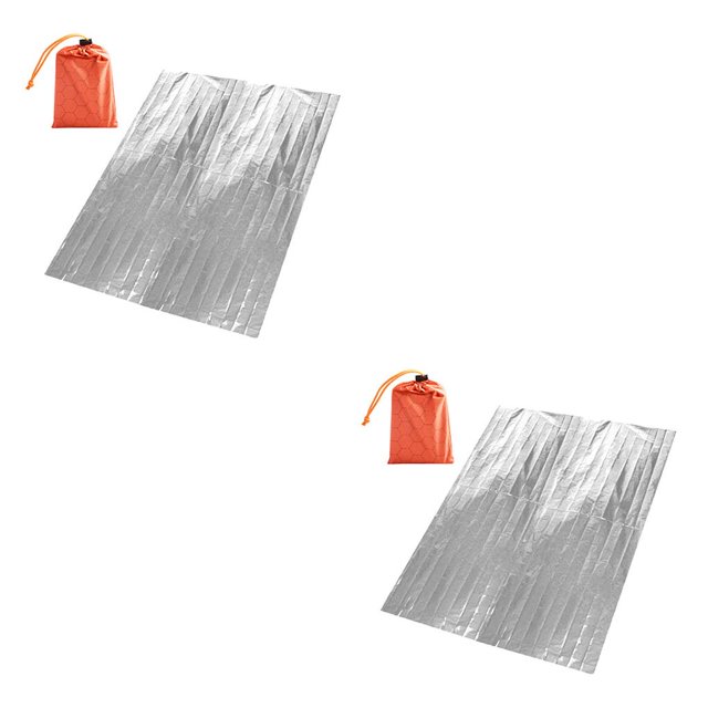 sweethay Manta de emergencia para mascotas, plegable, de un solo , para mantener el calor, a prueba de viento, impermeable, a prueba de sol, Plata 2Conjunto