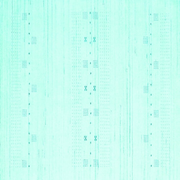 Ahgly Company Machine Washable Indoor Square Solid Turquoise Blue Modern Area Rugs, 6' Square