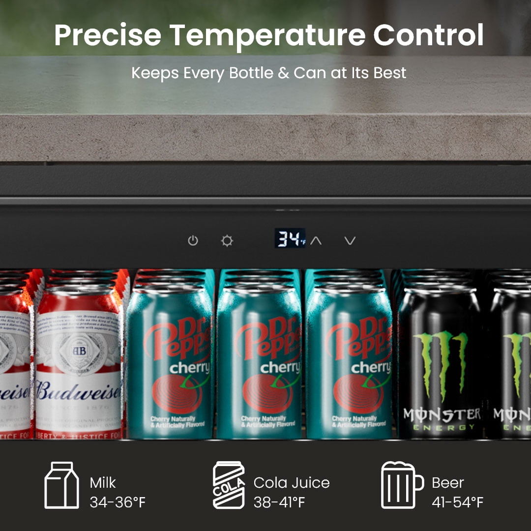 Yeego 24 Inch Beverage Refrigerator, Built-in Outdoor Beverage Cooler with Stainless Steel Door for Soda Beer Wine