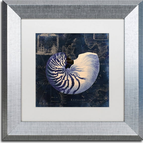 Trademark Fine Art "Maritime Blues V" Canvas Art by Color Bakery, White Matte, Silver Frame