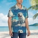 thumbnail image 3 of Balery Starry Sky Cloud Bulldog Camisas hawaianas de manga corta para hombre, camisas playeras de corte holgado, camisas de vacaciones con botones,Medium, 3 of 7