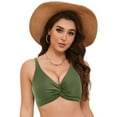 thumbnail image 3 of Wamejoo Women's Underwire Bikini Tops Push Up Criss Cross Swim Top Swimsuit Sexy V Neck Bathing Suit Tops (Army Green, S), 3 of 9
