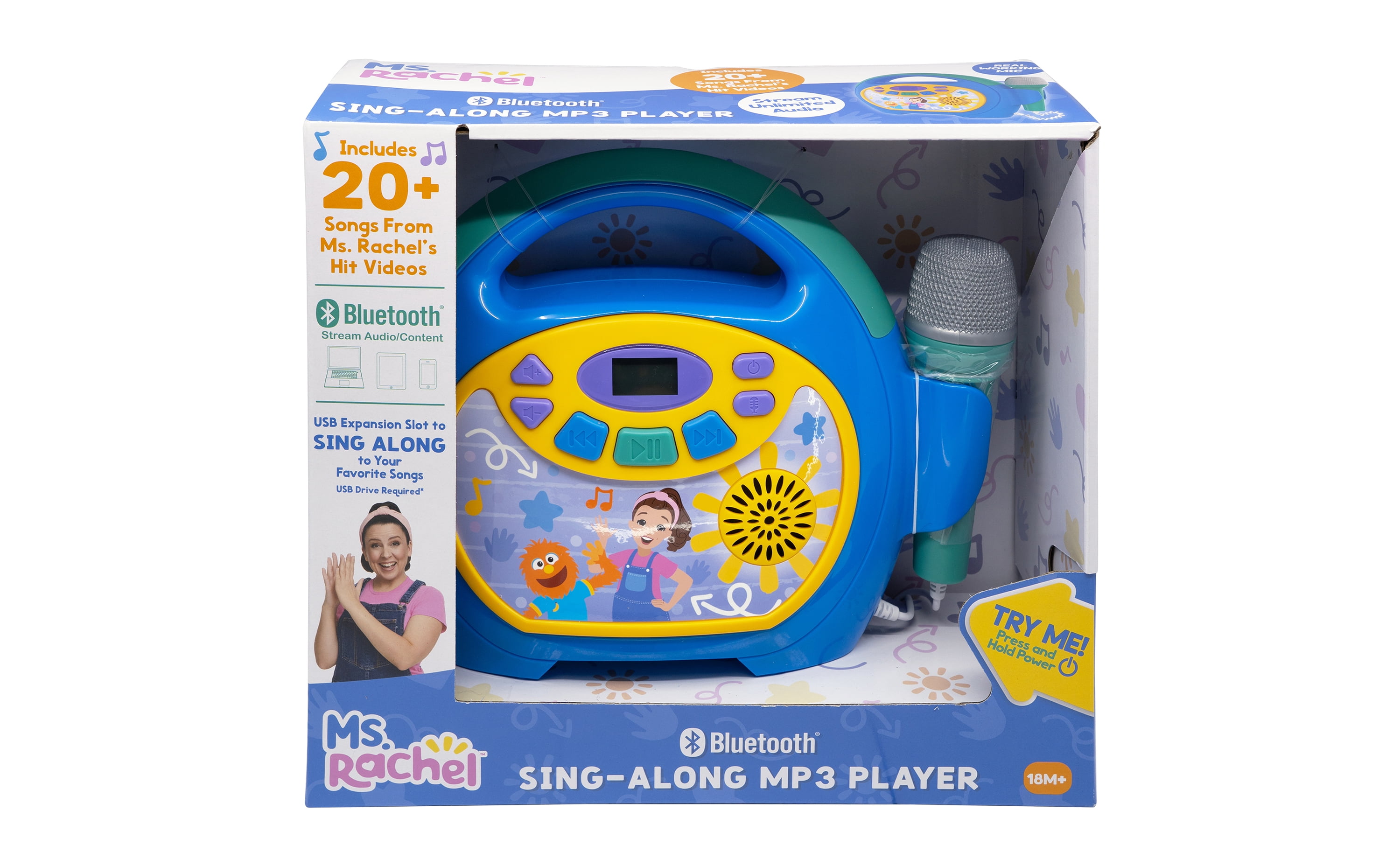 Ms. Rachel Kids Sing-Along MP3 Player with USB Port, LCD Display, and Kid-Friendly Controls