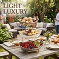 thumbnail image 4 of LUOLUO 3 Tier Ceramic Fruit Bowl With Metal Stand, Ceramic Fruit Display Shelf for Kitchen & Gathering,Ceramic Bowls for Food,Vegetable,Cake,Cookies(Silver), 4 of 14