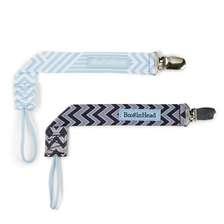 UPC: 0811470030363 | BooginHead Universal Pacifier Clips Infant Toddler Boys and Girls Black Blue Chevron