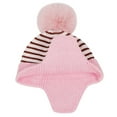 thumbnail image 6 of qolati Kids Winter Knit Warm Beanie Hat Scarf Gloves Set Toddlers Boys Girls Earflaps Fleece Lined Warm Cap Striped Pompom Hats Mittens Scarf Warmer Set 1-5 Years, 6 of 8