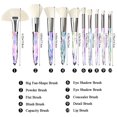thumbnail image 5 of Juego de brochas de maquillaje de cristal, 10 brochas de maquillaje premium brillantes, cerdas sintéticas profesionales, base, delineador de ojos, brocha de maquillaje para mujeres y niñas brillar Hogar, 5 of 5