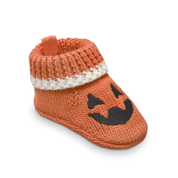 Carter's Child of Mine Infant Unisex Knit Pumpkin Graphic Booties, Sizes Newborn