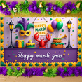 thumbnail image 6 of Colorful Balloons Mardi Gras Banner Feather Mask Carnival Display Gold Sequins Purple Green Yellow Festive Backdrop for Mardi Gras Party Carnival Celebration Festival Decoration, 6 of 9