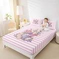thumbnail image 3 of Erosebridal Easter Rabbit Eggs Kid Bed Sheets, Pink Stripes King Sheets, 4-Piece, 3 of 5