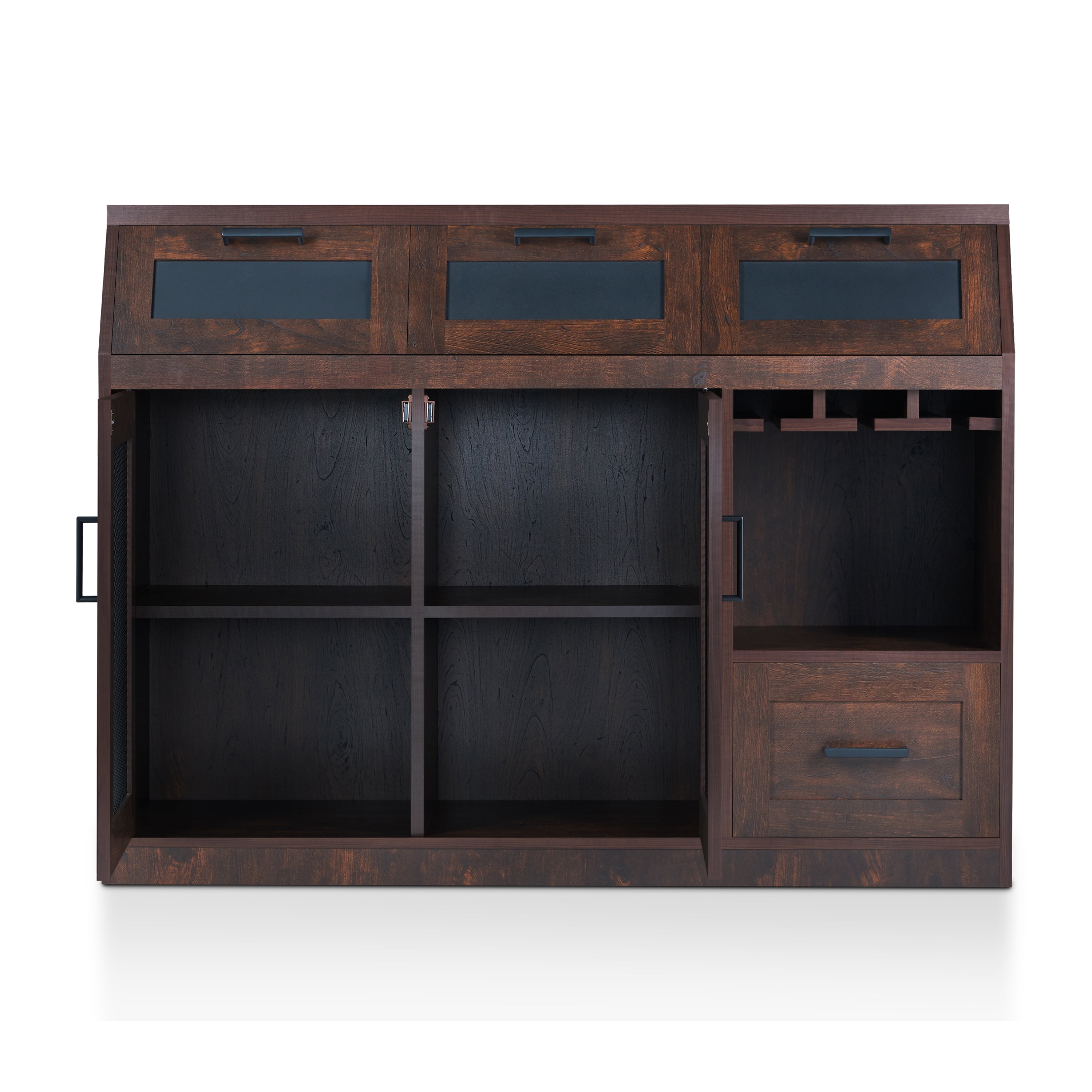 Furniture of America Michigan 47" Industrial Multi-Storage Sideboard Buffet, Vintage Walnut