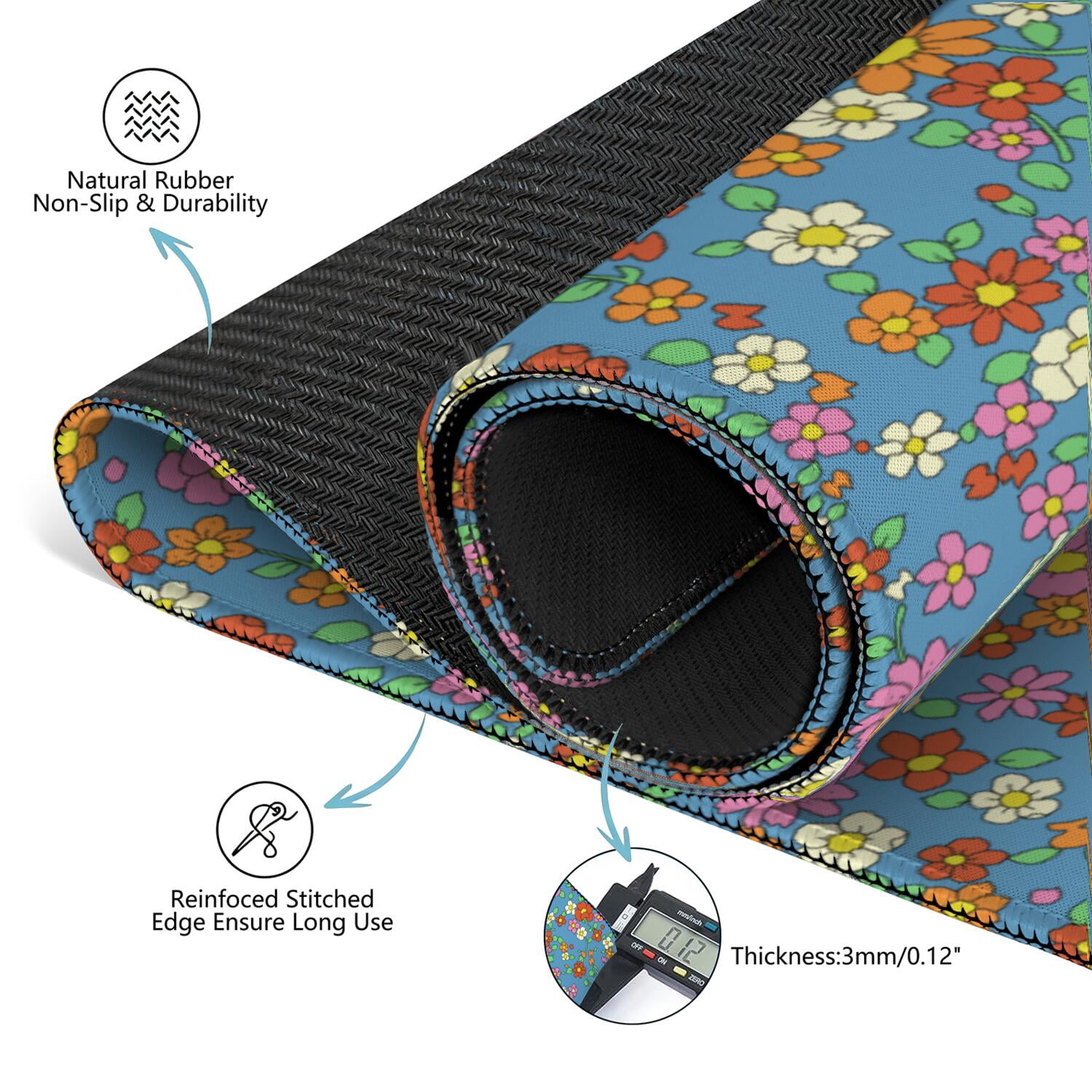 Large Square Floral Rubber Mat for Mahjong 31.5 Inch Game Table Pad Anti-Skid Base Soft Surface Reduces Noise for Tile Games and Game Nights