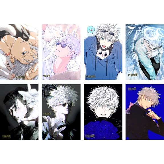 8 Pcs Jujutsu Kaisen Poster Anime Wall Decor Art Print Satoru Gojo Posters Frameless 11.5x16.5 inch