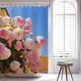 thumbnail image 5 of Pink Floral Shower Curtain, Rustic Shower Curtain, Rose Flower Shower Curtain Set Waterproof Bath Curtain Bathroom Decor with 12 Hooks, 72x72 inches (White), 5 of 6