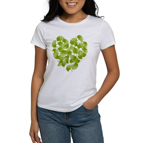CafePress - Ginkgo Leaf Heart Women's T Shirt - Women's Classic T-Shirt