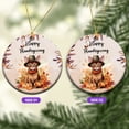 thumbnail image 2 of Happy Thanksgiving Abyssinian Welcome Thankful Fall Autumn Pumpkin Ceramic Round Ornament Cat Lover Kitten Owner Gifts Home Tree Decor - 02021, 2 of 5