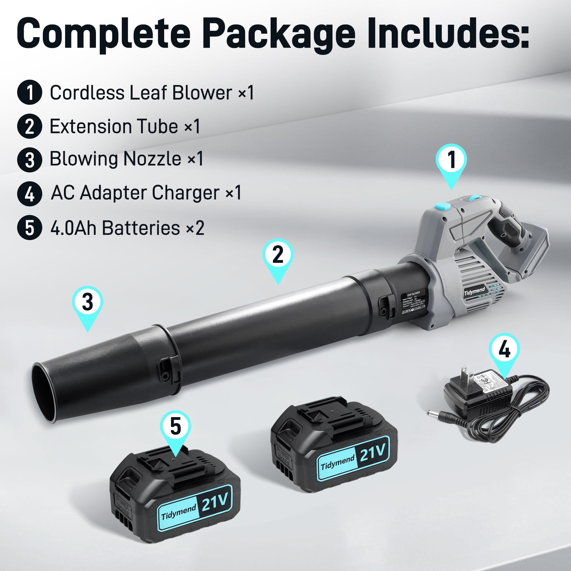 Sentryse Cordless Leaf Blower with Battery and Charger, 330 CFM, 2 x 4.0Ah Batteries, 5 Speeds, Powerful Leaf Blower for Lawn Care,  Yard, Patio