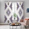 thumbnail image 5 of Purple Aztec Kitchen Curtains 84 Inch Length, Southwest Boho Abstract Gray Geometric Grommet Top Bedroom Living Room Curtains, Light Filtering Cafe Curtain Drapes 2 Panels Set 84''x84'', 5 of 9