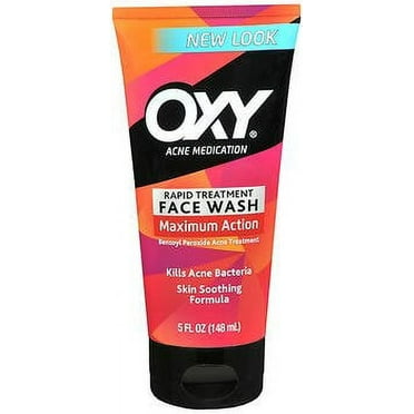 Oxy Acne Medication Face Wash Maximum Action with Maximum Strength 10% Benzoyl Peroxide, 5 FL OZ (Pack of 4)