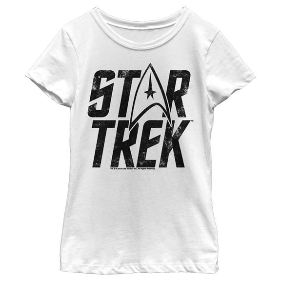 Girl's Star Trek: The Original Series Distressed Logo Graphic Tee White X Small