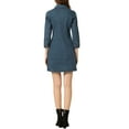 thumbnail image 3 of INSPIRE CHIC Women's Denim Dress 3/4 Sleeve Button Down Mini Jean Shirt Dress M Mid Blue, 3 of 6