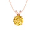 thumbnail image 4 of 1.0 ct Brilliant Round Cut Solitaire Yellow Diamond 14k Rose Solid Gold Everyday Affordable Designer Necklace Pendant with 16" Chain, 4 of 7