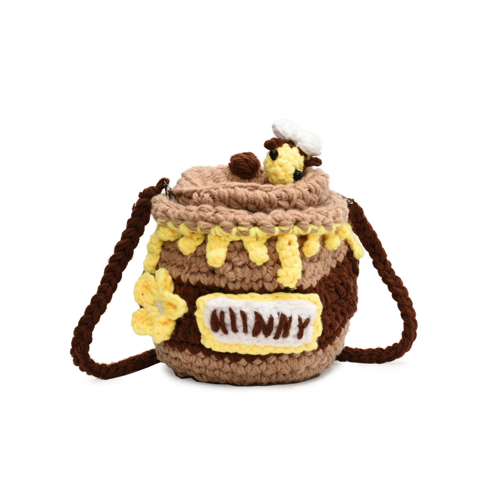 Honey Jar Yarn Bag Finished Product Handmade Crochet Bag Yarn Knit Shoulder Bag Cute Crossbody Bag