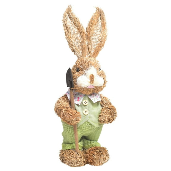 LEWEEN Easter Bunny Ornaments Simulation Straw Decor, 13x3.9 Inch Home Garden Mall Decor, Cute Spring Festive Gardening Decoration Piece