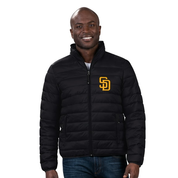 Men's G-III Sports by Carl Banks Black San Diego Padres Packable Neck Pillow Full-Zip Puffer Jacket