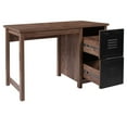 thumbnail image 4 of Emma + Oliver Crosscut Oak Wood Grain Finish Computer Desk with Metal Drawers, 4 of 6