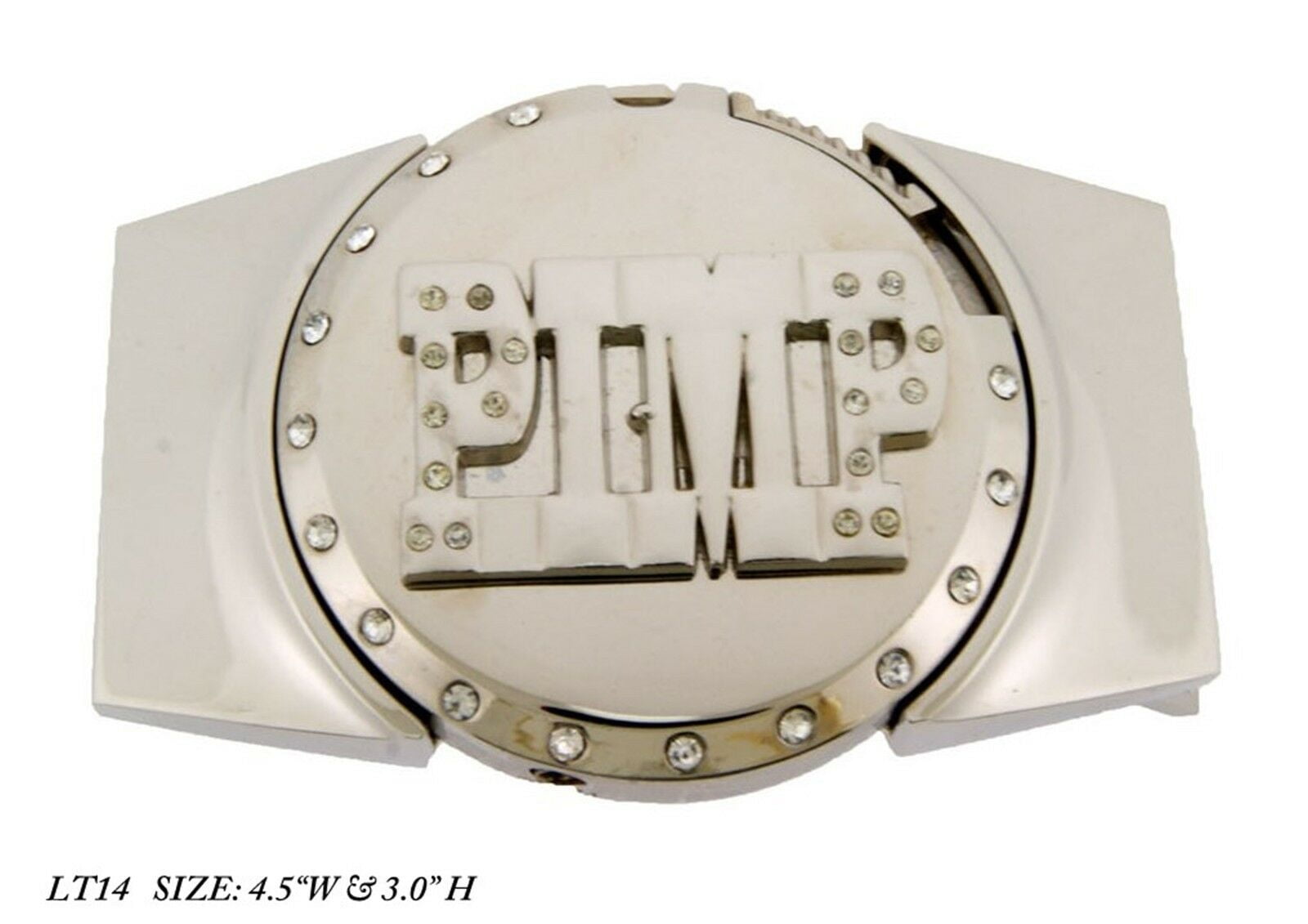 Removable Lighter Belt Buckle New Pimp Text Silver Chrome Finished Big