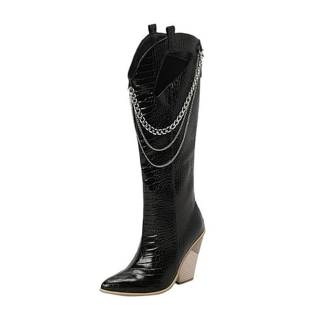 

Vuygyu Beautiful Print Western Knee High Boots Calf Women Stacked Heel Point Toe Boots Womens Thigh High Boots over The Knee Knee High Womens Boots Size 6 Boot Socks Women Thick Knee High Wool Boot