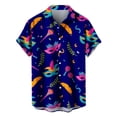 thumbnail image 6 of SDNall Mardi Gras Carnival Shirts for Men Hawaiian Shirt Carnival Printed Shirt Loose Shirt Short Sleeved Round Neck Mens Casual Button Down Shirts (Blue,Sizes:S-5XL), 6 of 9