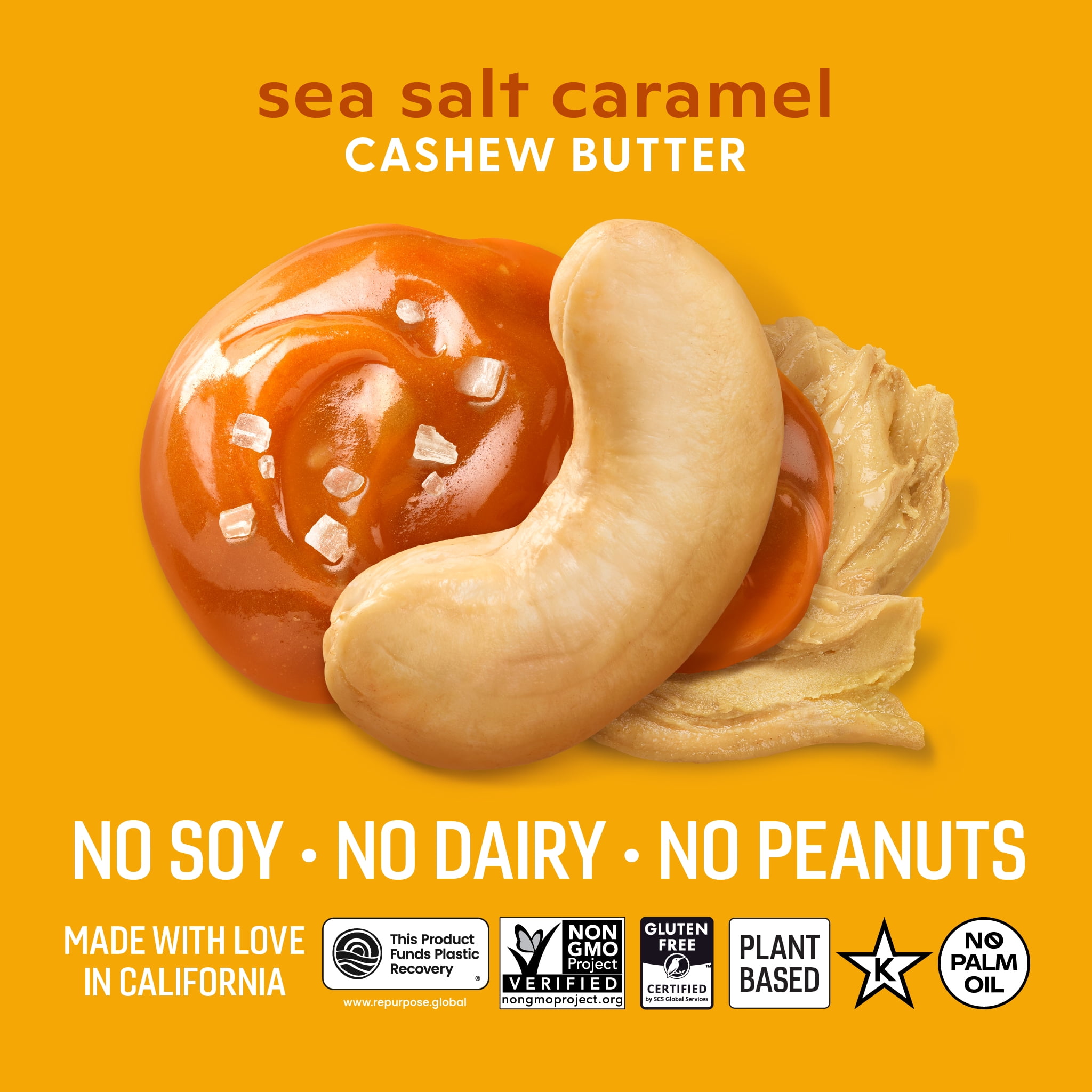 (2 pack) Octonuts Dry Roasted Sea Salt Caramel Cashew 16oz Nut Butter - Pure Creamy Nut Butter - Heart Healthy and Delicious - Gluten Free, Vegan, Kosher, Paleo, Non-GMO Nut Butters